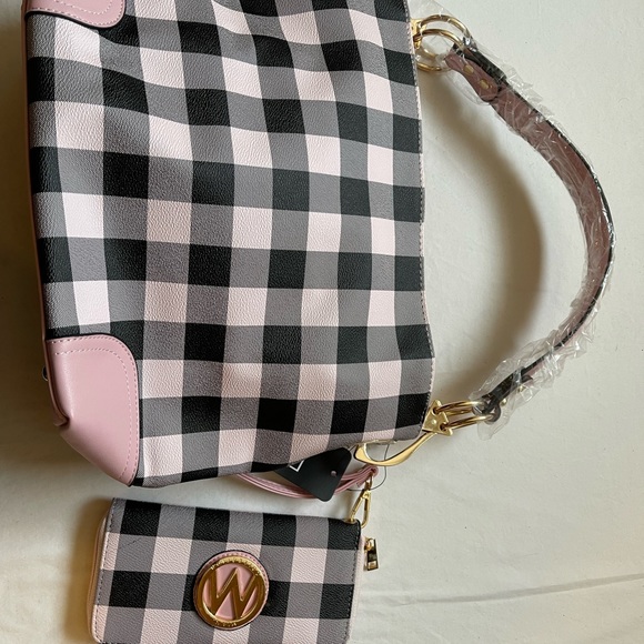 Vivien Checker Hobo and Wallet by Mia K - Picture 5 of 7